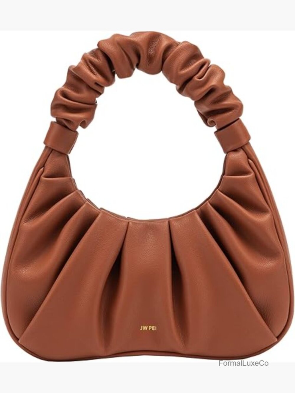 Vegan Leather Ruched Hobo Handbag with Magnet Closure